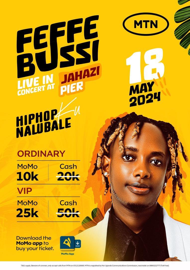 We are counting down to @FeffebussiMusic live in concert. Tickets are discounted thanks to @mtnmomoug. Are you ready? #SupportingUgMusic #MTNCallerTunez #FeffeBusiLiveInConcert