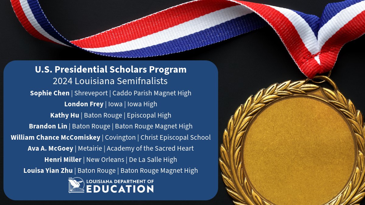 Congratulations to the eight Louisiana students named 2024 semifinalists for the U.S. Presidential Scholars Program. This prestigious honor recognizes some of our nation's most distinguished graduating high school seniors.