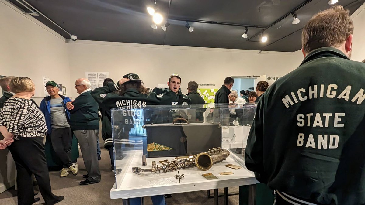 The Opening Reception of 'Marking Time: A Year of Spartan Marching Band Traditions' kicked off with a performance from the @MSUMarchingBand and continued as past and present marching band members and friends explored the exhibit, on display here until July 19, 2024. Come and see!