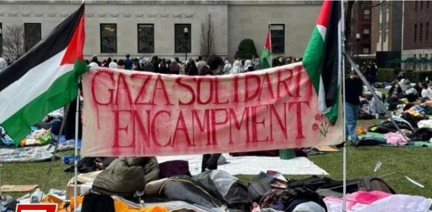 Columbia students rebuild anti-Israel solidarity camp less than 24 hours after mass arrests. #Columbia #ColumbiaUniversity #Gaza #Gaza_War #GazaAttack #แบนตึกส้ม