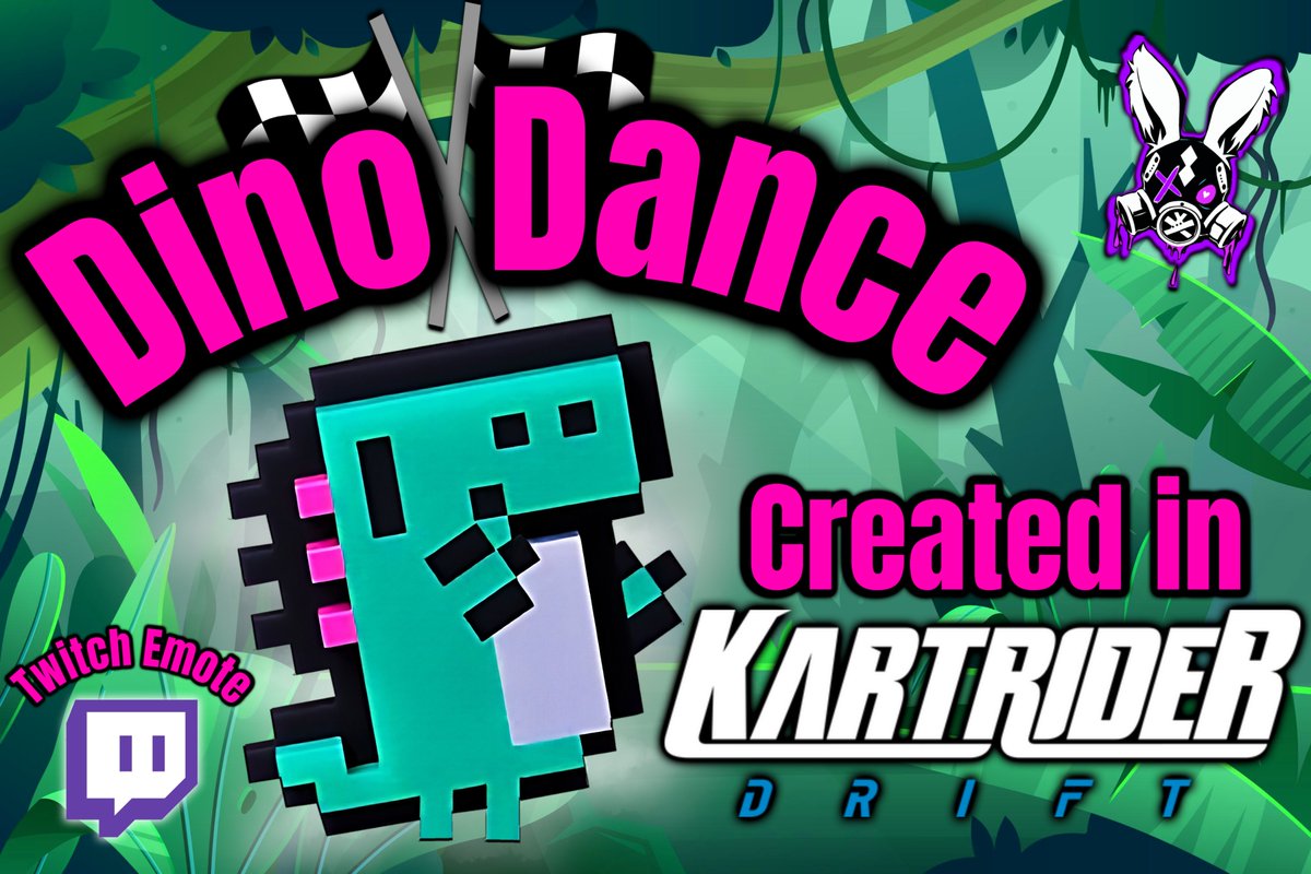 ElusiveRabbit's tweet photo. DinoDance Twitch Emote created in @KartRiderDrift  Watch this timelapse to see it made from scratch as a decal for your karts!  

Full video here: https://t.co/rRmUrcm70a 

#kartriderdrift #dinodance #twitch #twitchstreamer #pitcrew #freetoplay #dinosaur #elusiverabbit #digitalart