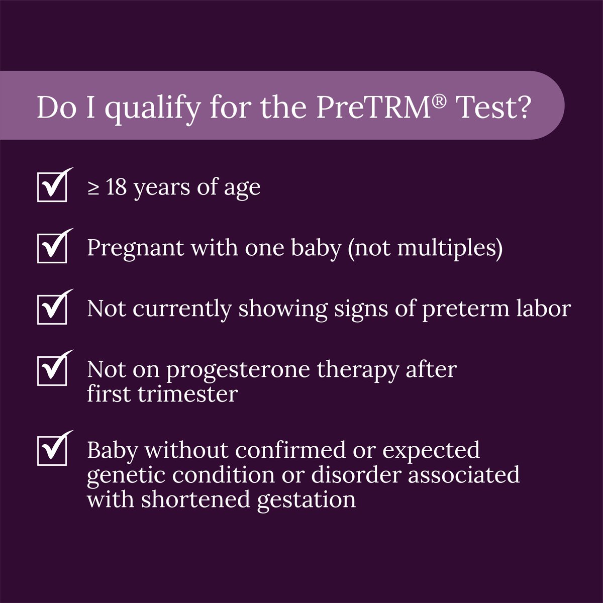 PreTRM's tweet photo. Most pregnant women are candidates for the PreTRM® Test. Your doctor can help you determine if you qualify. Learn more here: https://t.co/Y9q5UkHwFl https://t.co/ShChelDIQM
