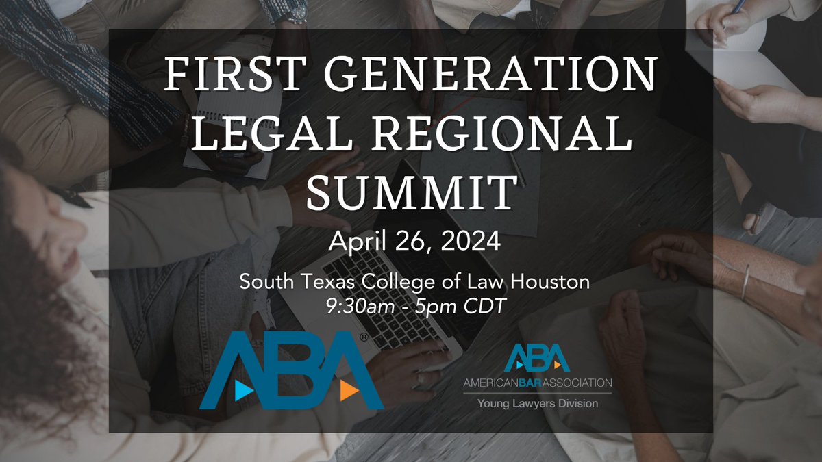 Calling all first-gen legal minds! Join @ABAEsq April 26, 9:30 - 5 CT @STCL_Houston for @ABAYLD's inaugural First Gen Regional Summit. Free for students & young lawyers to participate in mock trials, network and get career & financial advice. tinyurl.com/4xjmk8h5 #ABA