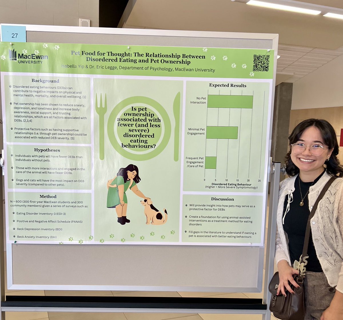 Isabella Yip, presenting her honours research proposal, at MacEwan University’s Student Research Day! #SRD2024 ⁦<a href="/MacEwanResearch/">MacEwan Research</a>⁩