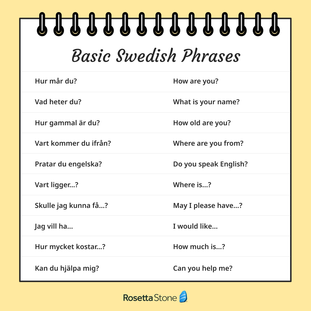 These 10 basic #Swedish phrases can help you start a conversation. 🗣️

To learn how to properly pronounce these phrases and expand your vocabulary, join Rosetta Stone and take some lessons: tryrosettastone.com/twitter