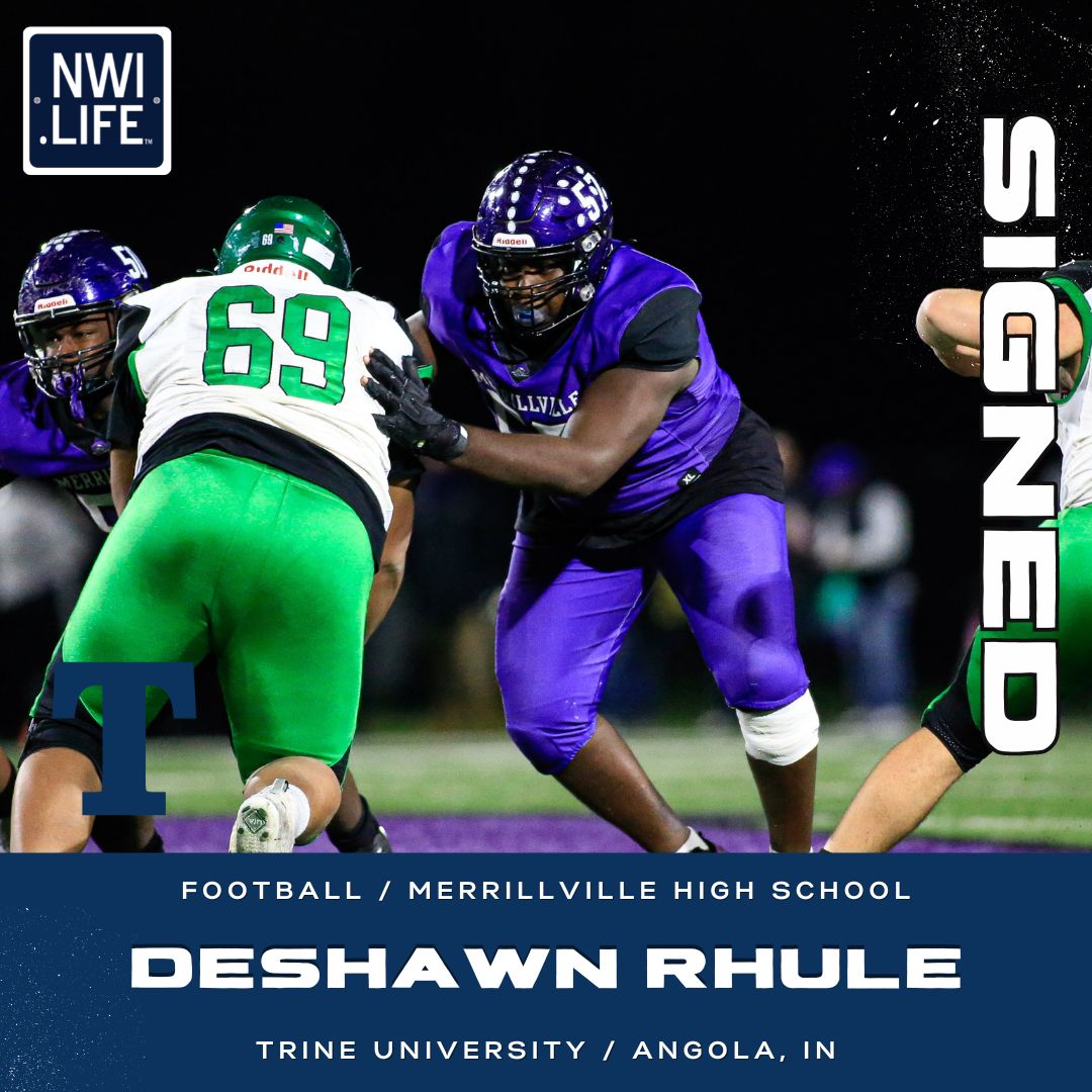 Congratulations to Deshawn Rhule from Merrillville High School for signing to play Football at Trine University in Angola, IN! 🏈 @piratenation219 | @mhspiratefball