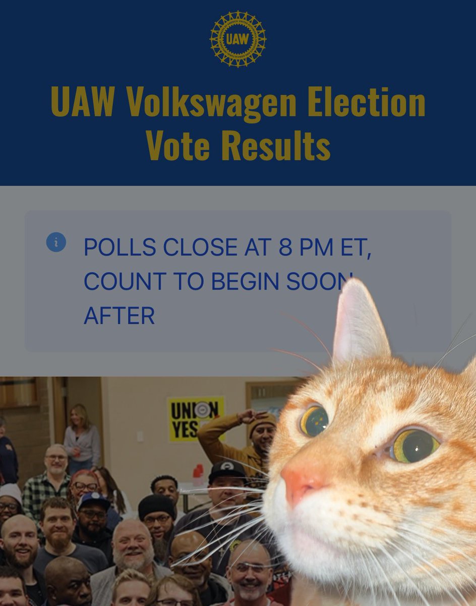 Omg it’s so exciting, we can watch the @UAW VW vote count here starting at 8pm ET 🚨 vwvote.uaw.org