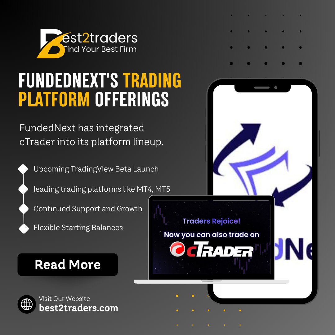 FundedNext integrates leading trading platforms like MT4, MT5, and cTrader, enhancing trader capabilities with advanced tools and real-time data. 

Read More: best2traders.com/fundednexts-tr…

#best2traders #FundedNext #TradingPlatforms #MT4 #MT5 #cTrader #AdvancedTools