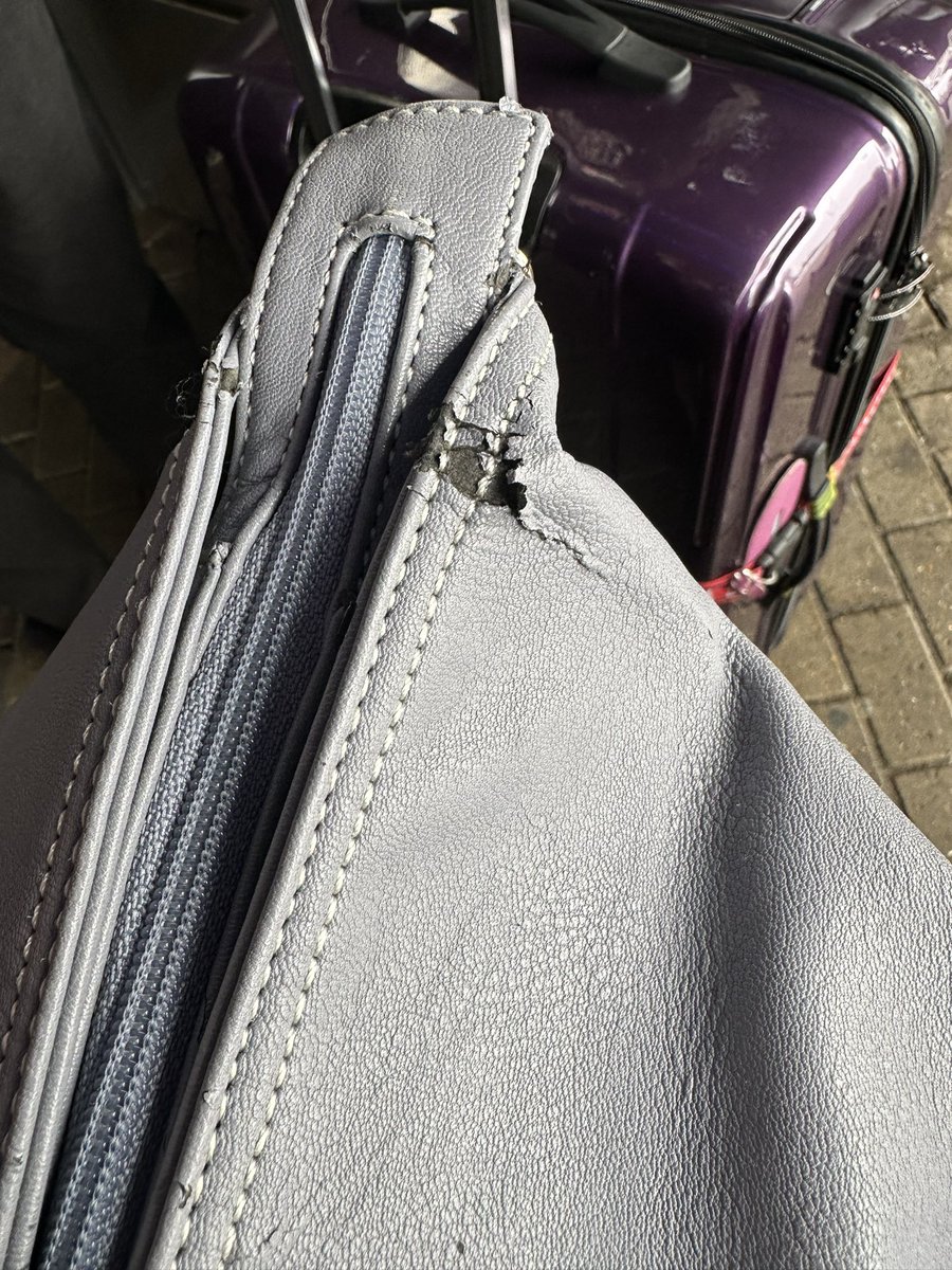 clairedharvey's tweet photo. @miatuibags can you help me please I purchased a bag for my aunt back in 2017. She has only used it for 8 holidays &amp; always packs it away back in the cover bag each time but the material is breaking away? Where mine is used all the time and still looks great? https://t.co/AnVyod6USf