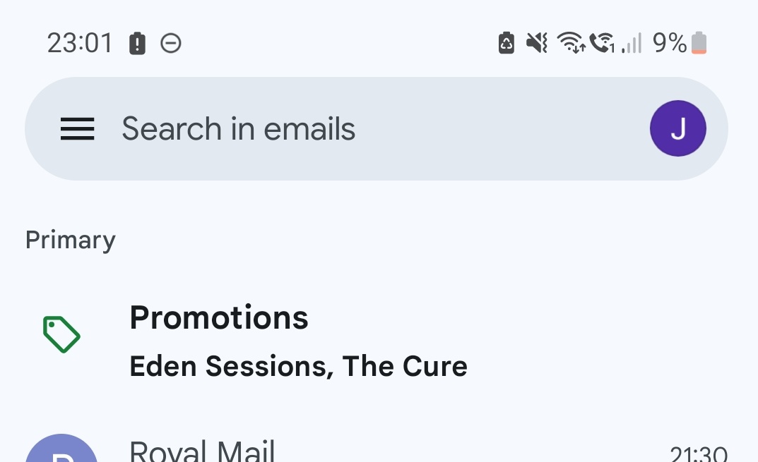 Gmail just got my hopes up. 2 separate emails, alas. #TheCure #EdenSessions