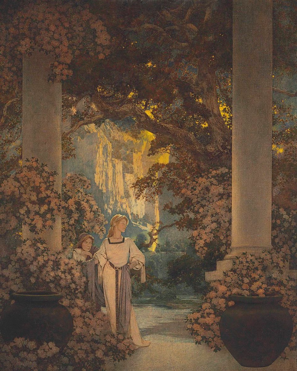 Art by American artist Maxfield Parrish titled 'Land of Make-Believe'