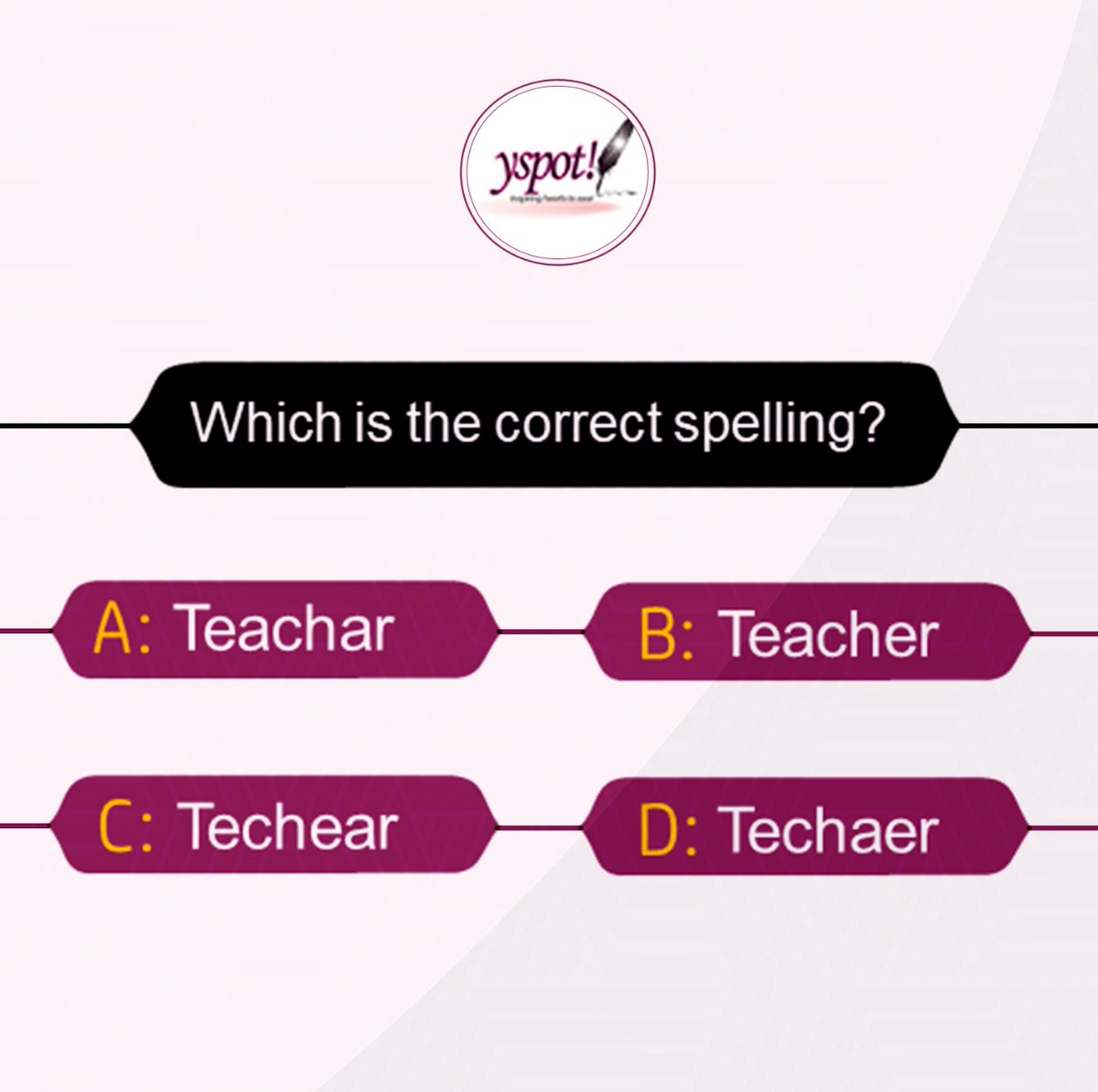 Let's see your answers in the comment section 💃💃💃

#SmartMinds2024 #SpellingBee #spellingbeecompetition #ArtCreativity
#YoungTalent #FutureLeaders #EducationForAll #GlobalLearning #CreativeMinds
#KnowledgeIsPower