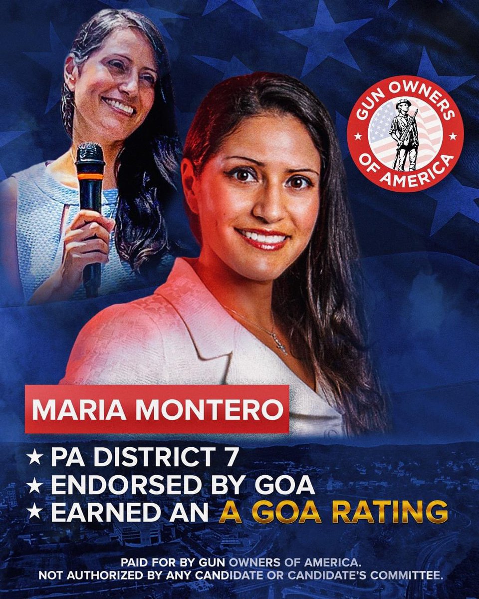 Thanks @GunOwners of America for the endorsement! You can count on me to defend the 2A in Congress. Vote for me in PA-7 on April 23rd to defend your Constitutional Rights. (PA-7 Carbon, Lehigh, Northampton, & Monroe) Please donate, every $ counts! …montero.securepayments.cardpointe.com/pay?