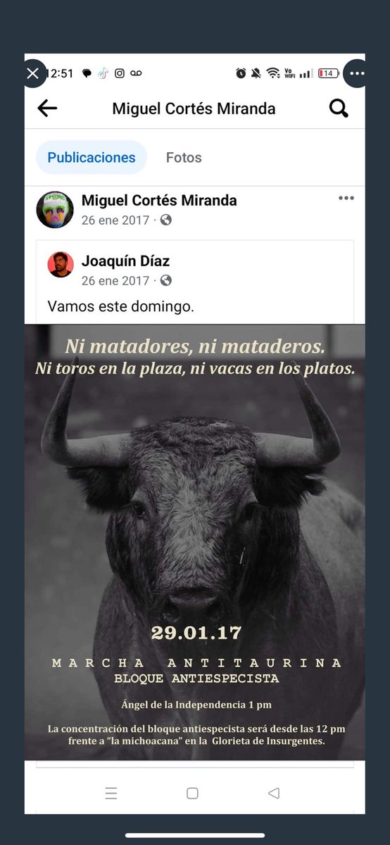 Miguel Cortes “el químico” de Iztapalapa, además de ser FEMINICIDA es ANTITAURINO, VEGANO y ANIMALISTA ❌

Ya ven quienes son los violentos?Ojalá las autoridades tomen cartas en el asunto, ya van varios enfermos con las mismas características 😒