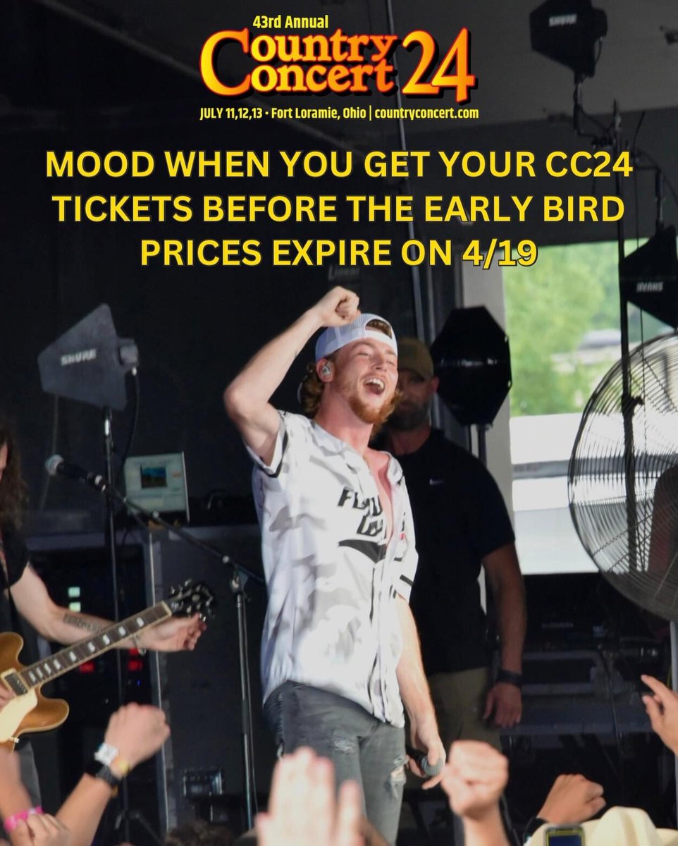 Be a good friend and tag the procrastinators in your friend group so they don’t miss out on early bird pricing! ⁣ ⁣ Purchase your tickets at countryconcert.com by 11:59pm - TONIGHT 4/19 to save!⁣ ⁣ #CC24 l#countrymusicfestival #baileyzimmerman ⁣ 📸 Jack Hoying