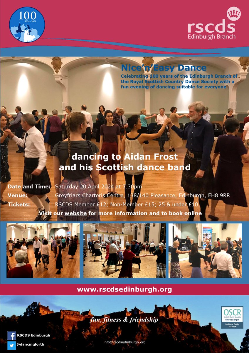 Our Nice'n'Easy dance is a fun night for everyone, no matter how long you have been dancing, all set to lively music from Aidan Frost. Everyone is welcome; book online or pay at the door 👉rscdsedinburgh.org/events#1713641… #DanceScottish #RSCDSEdinburgh100 #fun