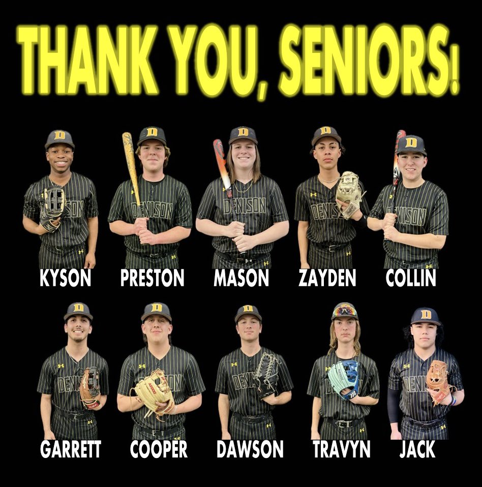 Come help us honor these 10 players for their dedication to The Denison Baseball Program! Celebration starts at 7:15 🎓