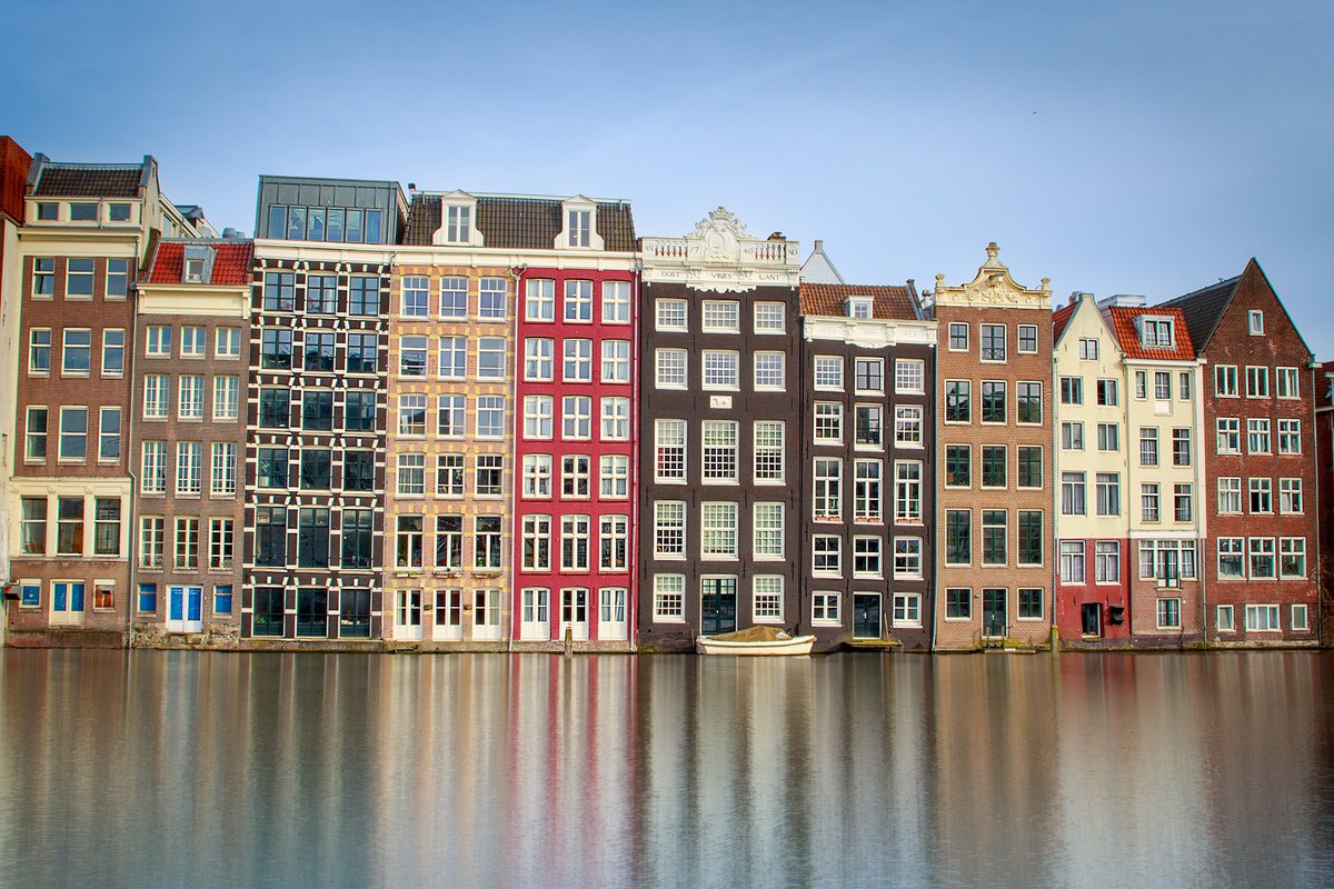 Beautiful famous colored houses of Amsterdam  #Amsterdam #Nederland #damrak