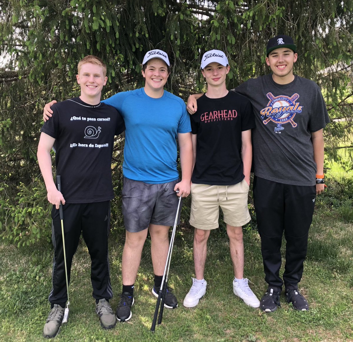 These Chiefs are all smiles after winning a match against their coach.😩 The coach was ready to make a comeback when Parker hits it 15’ from the hole. Luke then hits the flagstick & ends up 8’ from hole. Finally, Nick almost gets a hole in 1 & taps in for birdie. Way 2 go Chiefs!