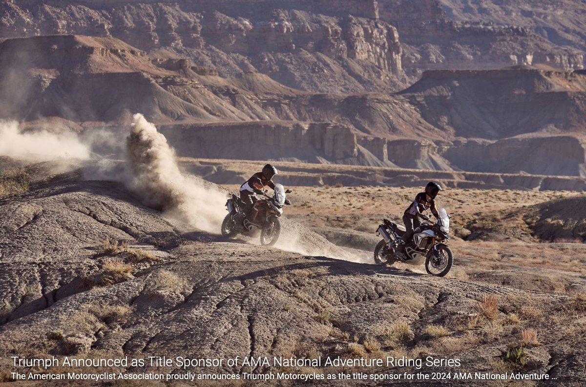 “As a long-time Triumph adventure bike rider, I am thrilled to welcome @TriumphAmerica as the title sponsor of the @ama_riding #NationalAdventureRidingSeries,” claims #AMA President and CEO Rob Dingman. #triumph dealernews.com/Home/post/triu…