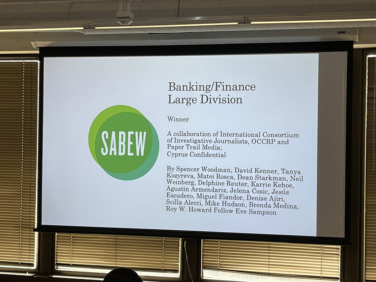 And congrats to teams from @ICIJorg  @OCCRP and @paper_trail_m for the @sabew #sabewbib award for #CyprusConfidential !!! It takes a network to fight a network