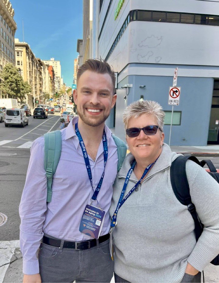 It was so awesome to spend some quality time w/ Sherrill Wayland at the @ASAging conference. Who would’ve thunk these two rural northwest Oklahoma kids would grow up to become social work gerontologists working on pressing issues impacting LGBT Elders #OnAging2024 🏳️‍🌈