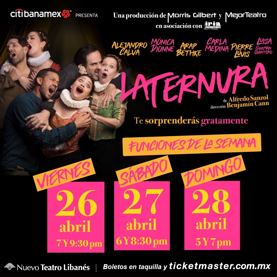 Viernes de teatrar, esta semana tenemos @AtrapadosMex en el Nuevo Teatro Libanés y la próxima @LaTernuraObra Boletos en taquilla y en @Ticketmaster_Me 🔥