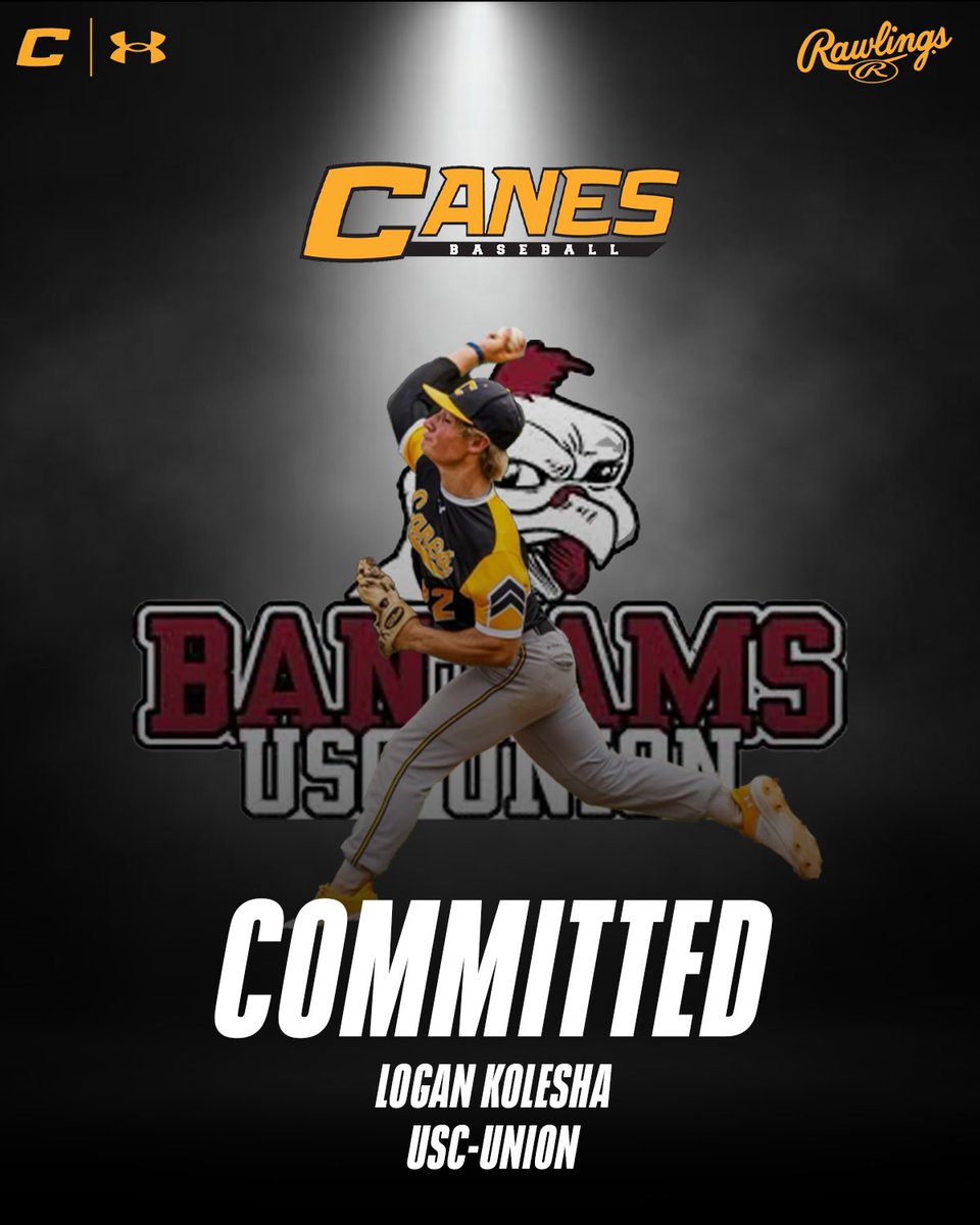 Canes 2024 OF/RHP Logan Kolesha (Mount Pleasant, SC) has committed to USC-Union! #TheCanesBB | #Committed #DifferentBrandOfBaseball