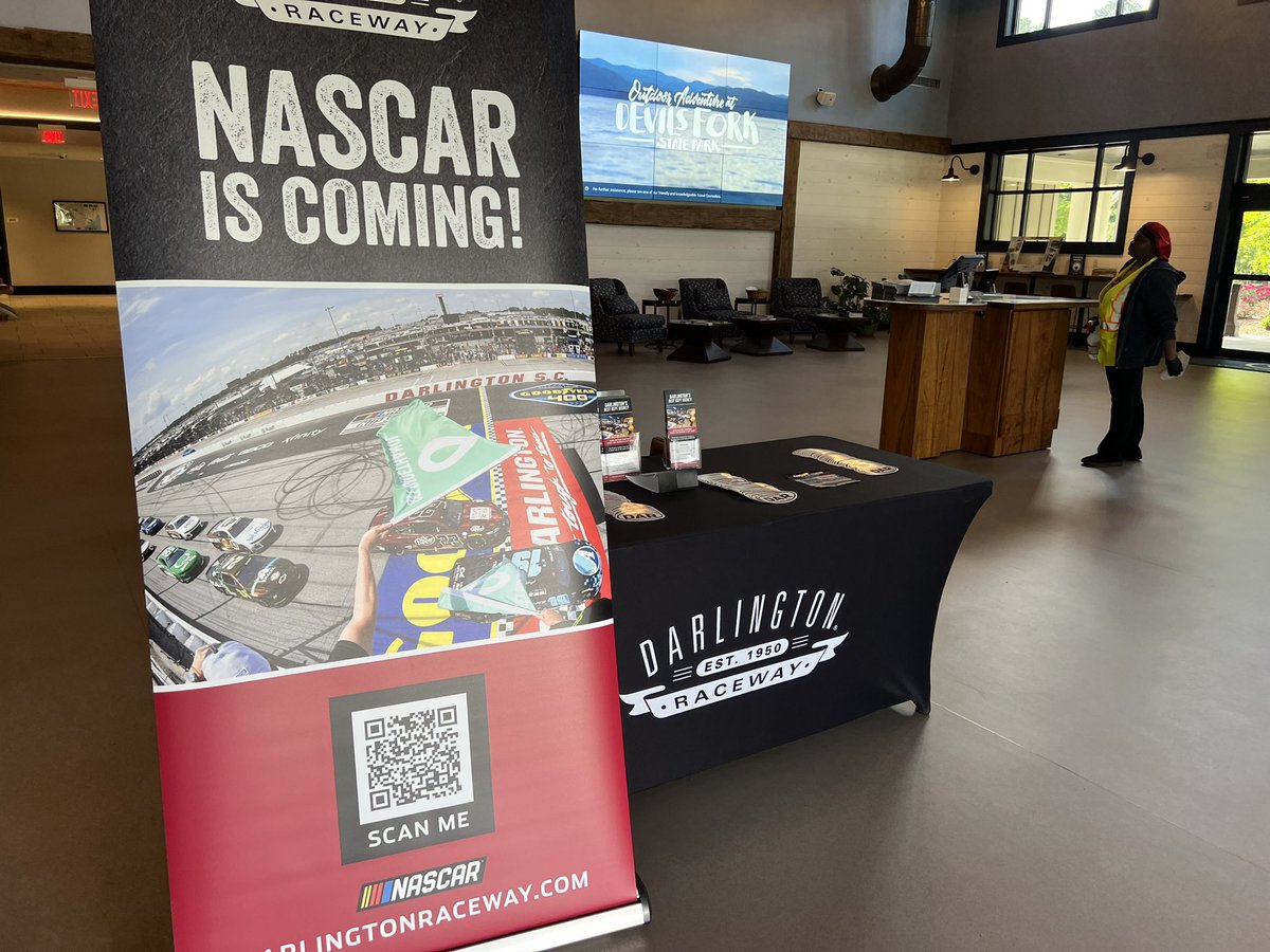 Traveling through SC? Stop by the South Carolina Welcome Center in Dillon, SC and grab yourself some Darlington Raceway swag!