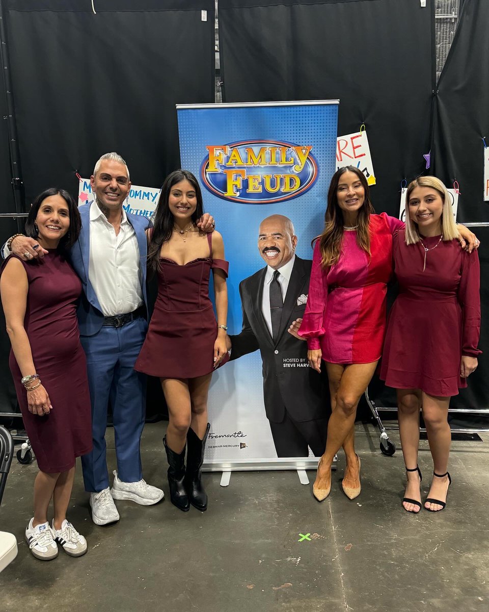 josemangin's tweet photo. The absolute BEST family experience EVER. We are still trippin’ the F out from this one!! 🤯 @FamilyFeud thank you for these forever memories! Our episodes air next Feb, will give you more details later. We loved every second! @melissammangin #myamaria #avamarisol #lisamaria https://t.co/38NeyuFUp7
