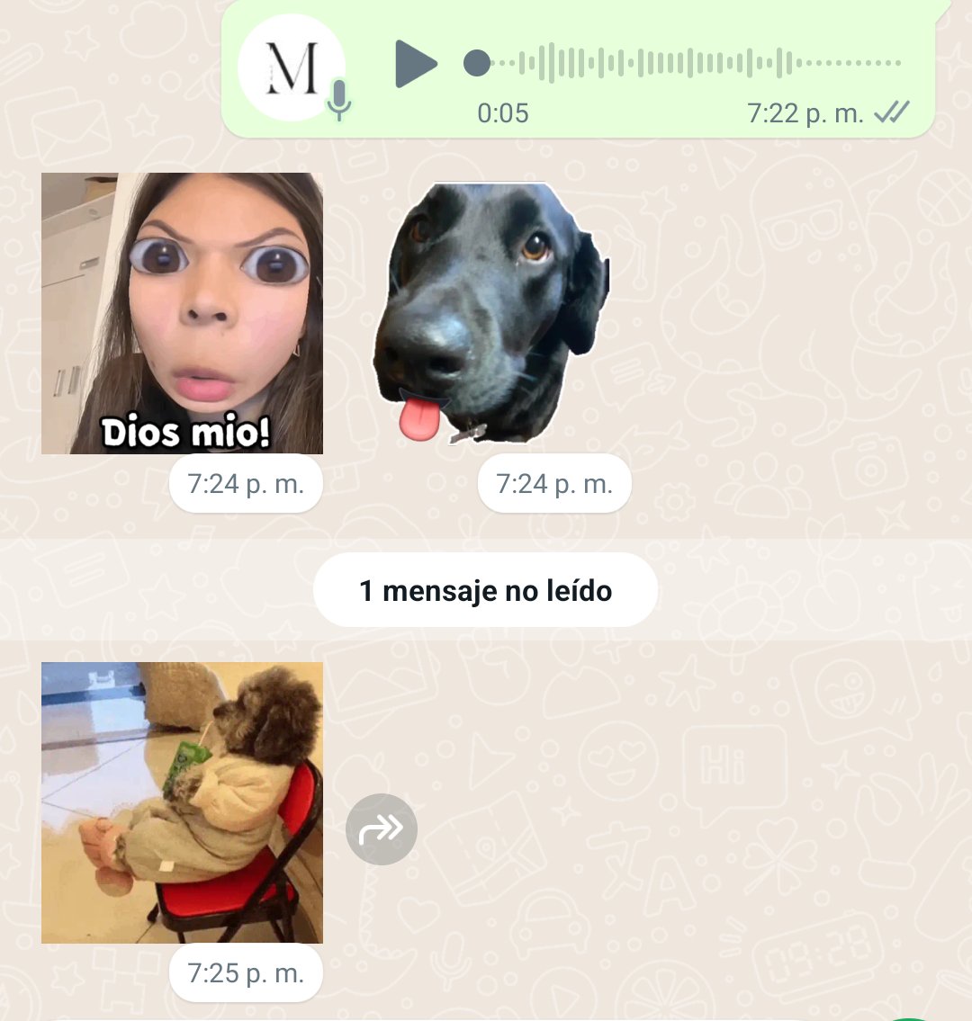 Desde que mí abuela aprendió a utilizar los sticker todas sus respuestas son así...