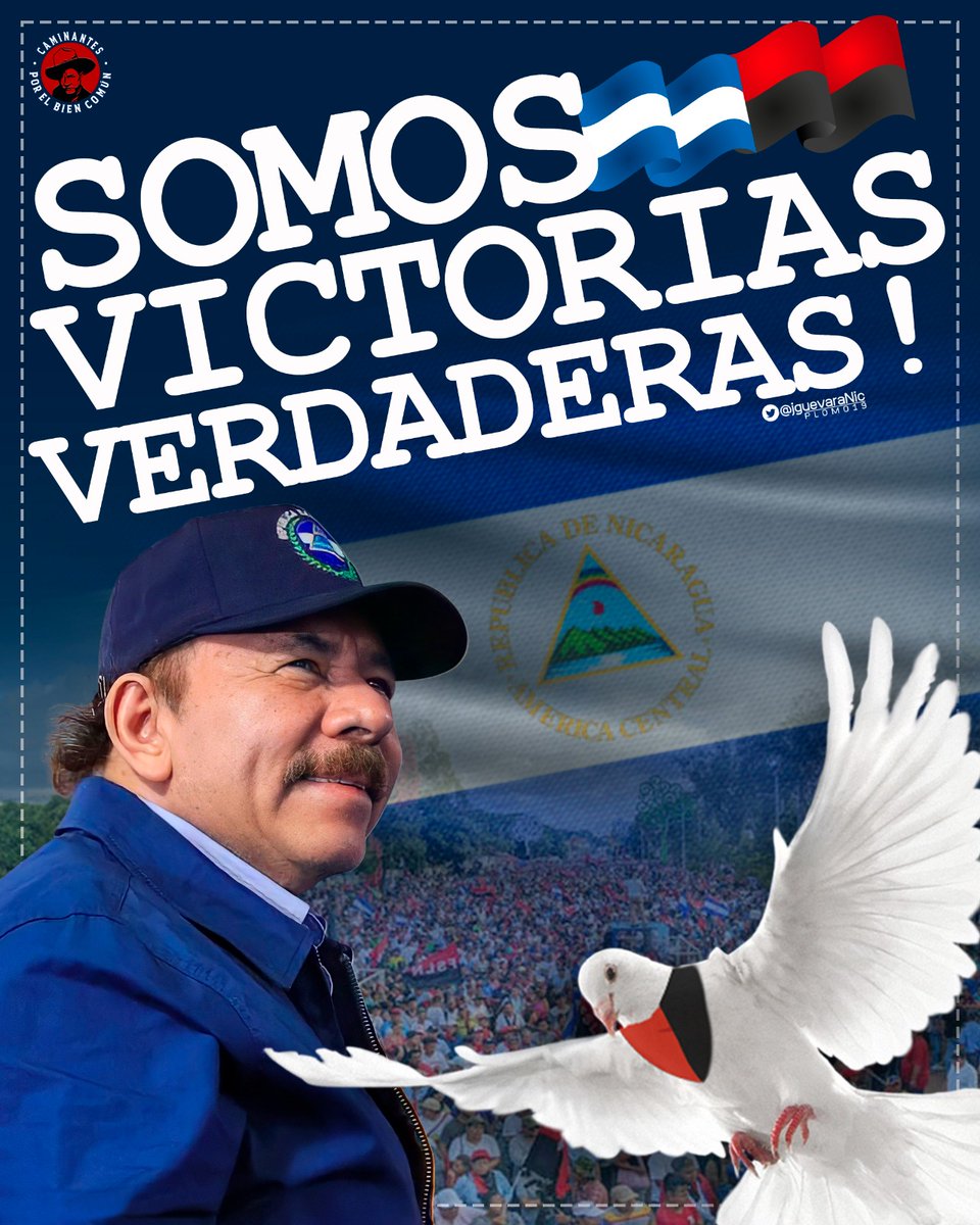 Alegría, Alegría, Celebramos el Nuevo Día ! Brilla Hermosa la Paz en tu Cielo, y en tu Suelo ! 💙🤍💙 El Honor, el Amor, Nicaragua son Enseña Triunfal ! ❤️🖤 Viva La Paz En #Nicaragua #SomosVictoriasVerdaderas #4519LaPatriaLaRevolución @jguevaraNic