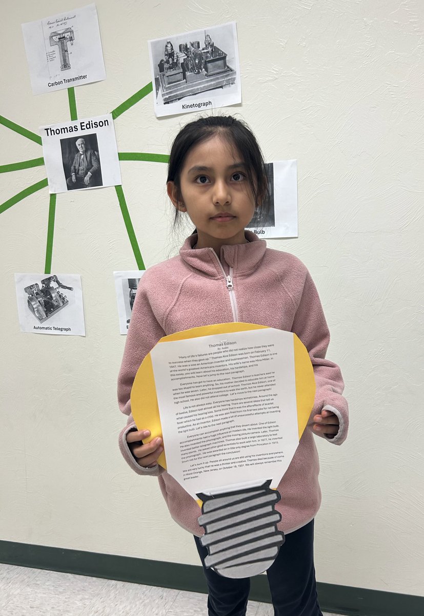 During #Writing, our researchers used different sources and their notes from our @EdisonFordFL field trip to write about Thomas Edison. These amazing students are the first to complete their essays. @ParksideProud #science @PSNTPS @CCPSElemELA @EagleCreekGCC