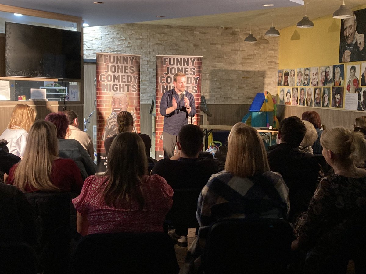 Enormous fun hosting another hometown comedy night at Yellow & Blue , Eagles Meadow .
Thank you so much to the lovely audience and the acts that came so far and brought their A game .
This venue is a little jewell. Please support it .
#standupcomedy #Wrexham