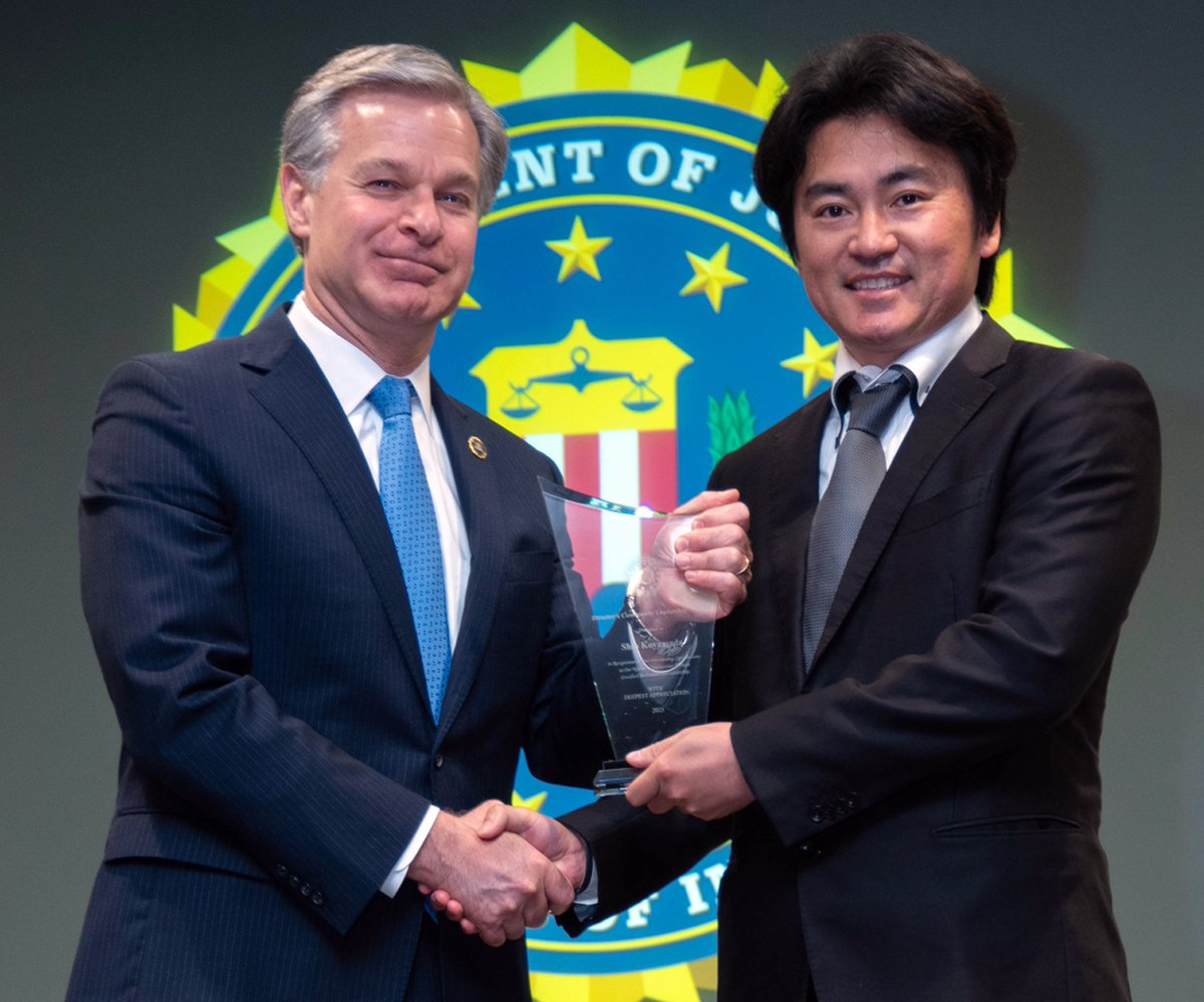 FBI Directory Wray presents the 2023 Director's Community Leadership Award to Shin Koyamada. The Koyamada International Foundation's flagship program, Guardian Girls, empowers young girls & women to defend themselves against violence through sports and martial arts. #partnerships