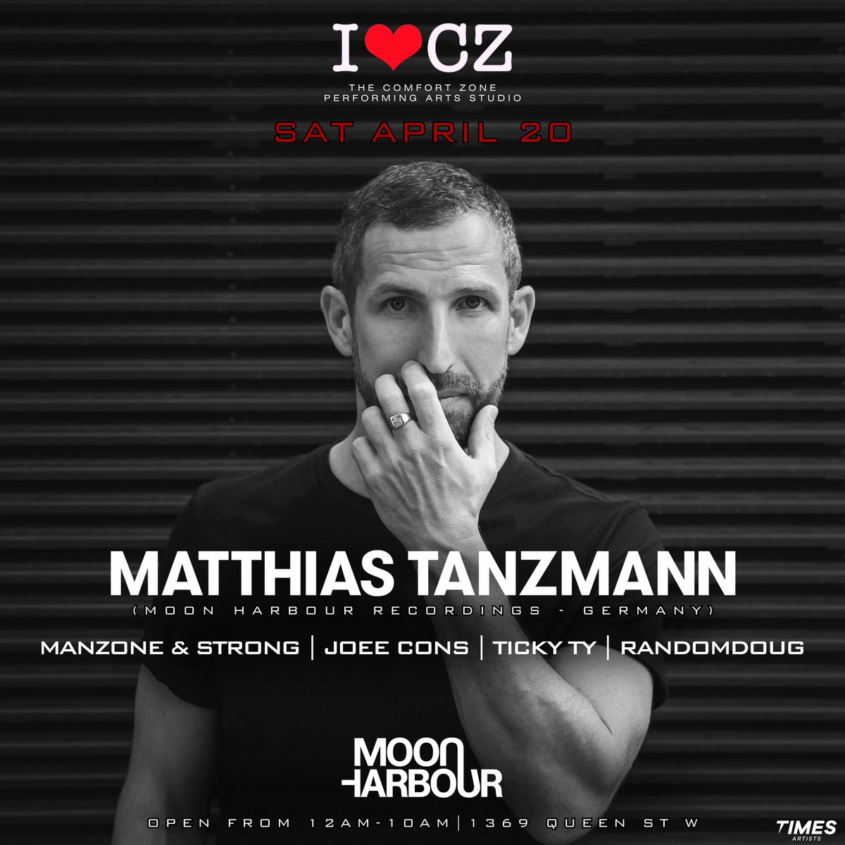 Looking forward to this Saturday night with <a href="/MattTanzmann/">Matthias Tanzmann</a> (<a href="/MoonHarbour/">Moon Harbour</a>, Germay) at Comfort Zone 🔉

Tickets: bit.ly/4aU42C2