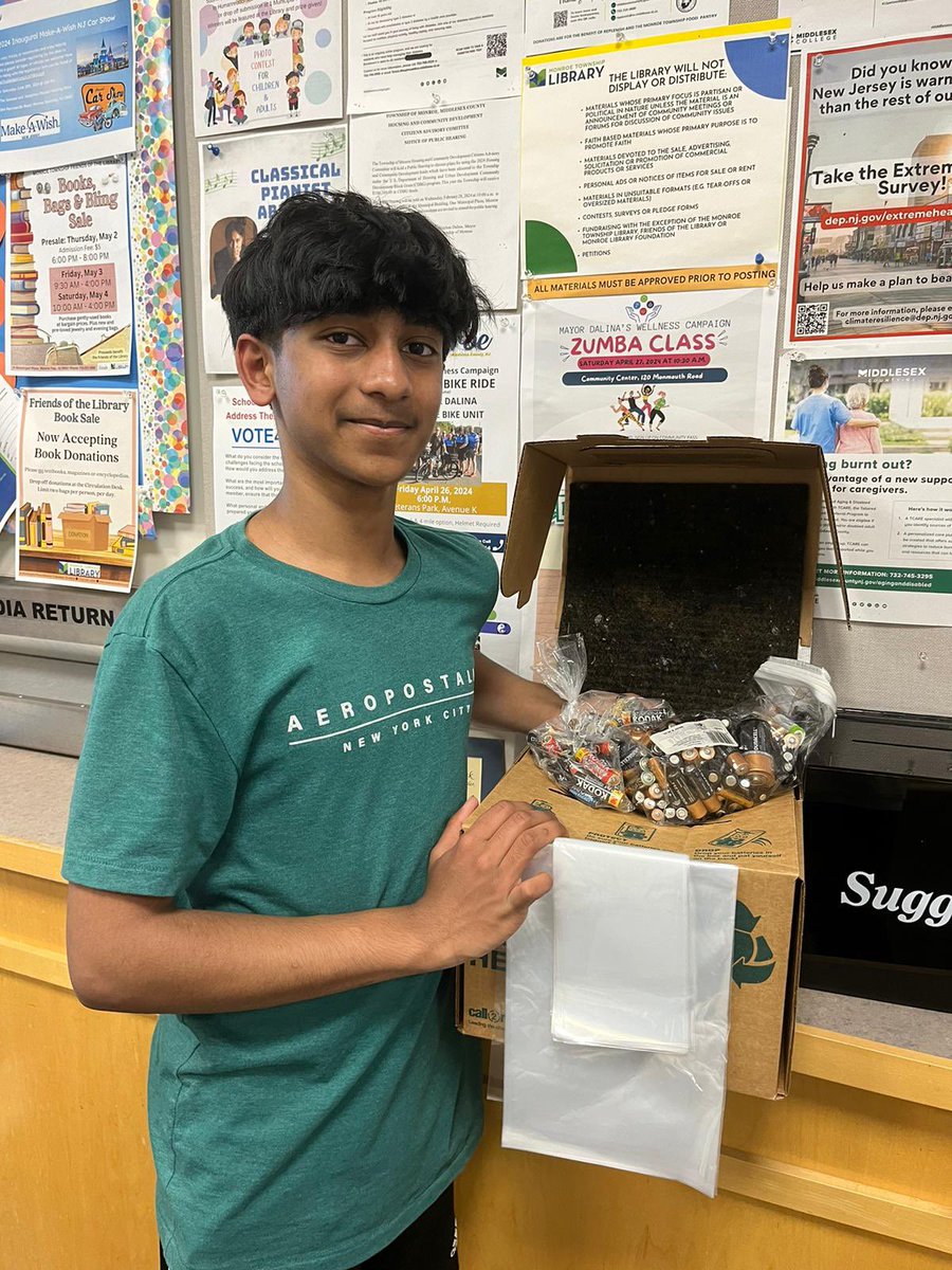 #GlobalVolunteerMonth Day #19 I want to extend a big thank you to Saketh! He has been a tremendous help over the past four years, collecting numerous full battery bins and educating countless people. @PointsofLight #recyclemybattery #PointsofLight #pointsoflightambassador