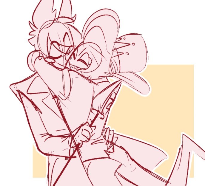 I was cooking
And then I end up with this sketch and HAD to share 
I'm weak 😔✋️✨️

Is it the time where I apologize to my pre radioapple mutuals that keep seeing my random ship art? XDD
#radioapple #HazbinHotel #HazbinHotelFanart