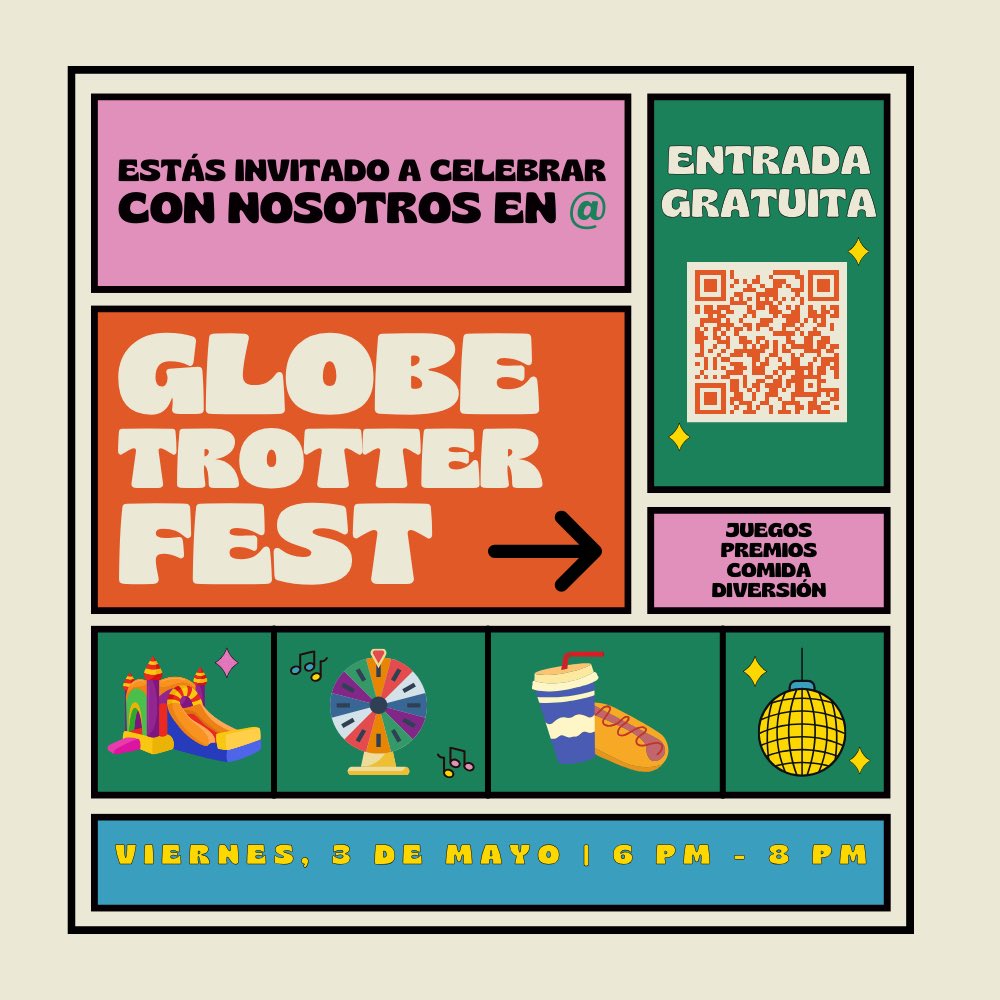 🎉🌐 Explore the globe in 1️⃣ night at Globe Trotter Fest, May 3rd, 6-8 PM! 🎵🎡 Immerse yourself in fun with a night of games, music, and prizes. 🌍 Register by May 1st for free Fest Fun Vouchers! #GlobeTrotterFest2024 Link for registration: globetrotter-fest2024.cheddarup.com
