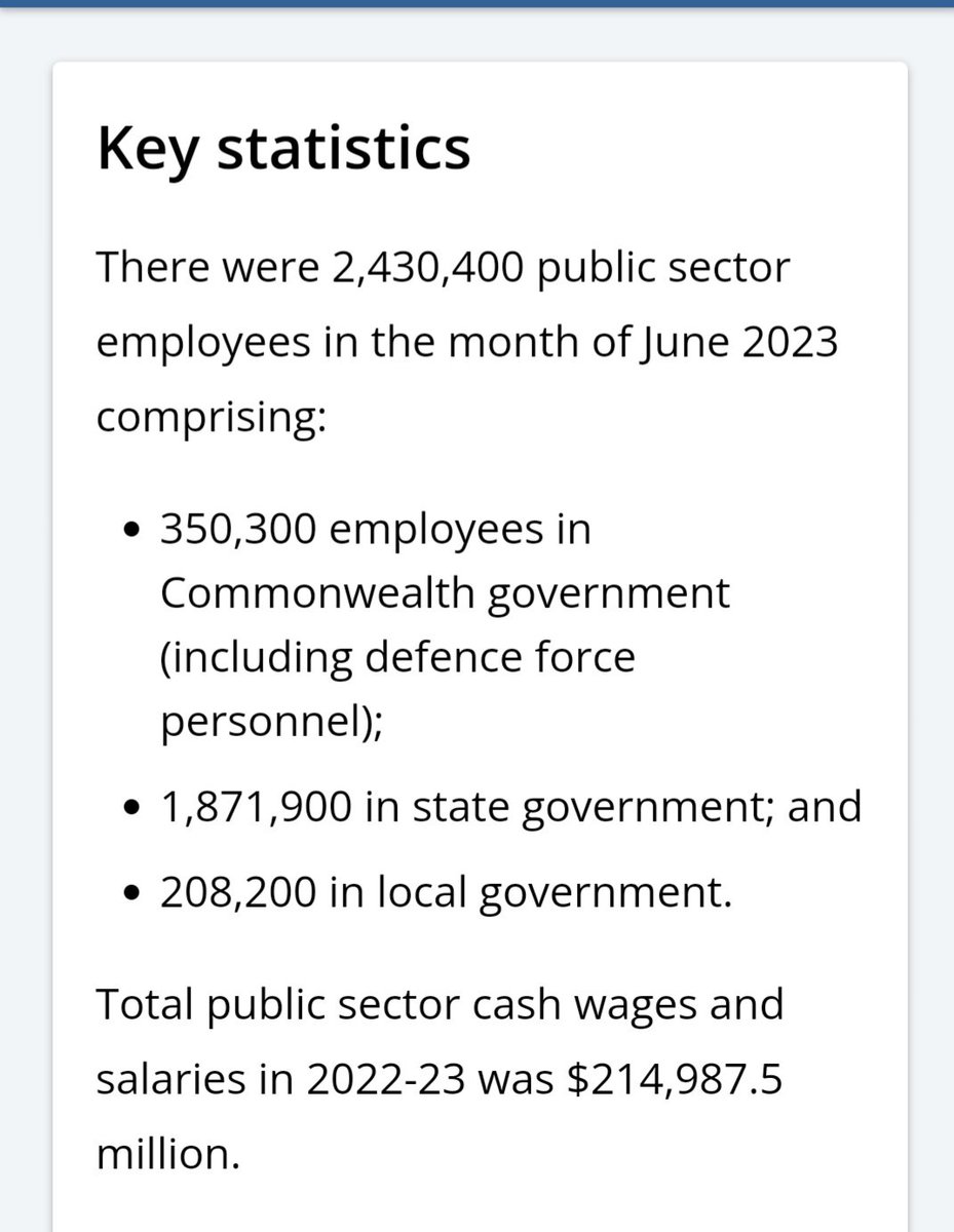 @actualAlexJames The Australian people don't get a choice? We have 2.4million people (pop approx of 26m) in the public sector trying to justify their exorbitant wages with more & more bureaucracy every year. Cut this by 4/5 and watch the noose loosen around tax payers necks.