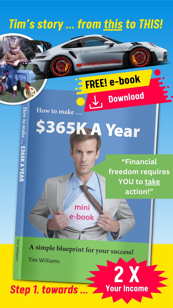 tim_williams247's tweet photo. [ 2 X ] Your Income! | Step 1. ▼ my FREE e-book | … achieve  “Financial Freedom.” | Time waits for no one, so let’s MAKE IT HAPPEN! Here’s the link: https://t.co/8iS9Jzza3i https://t.co/d4wH9kcAbB