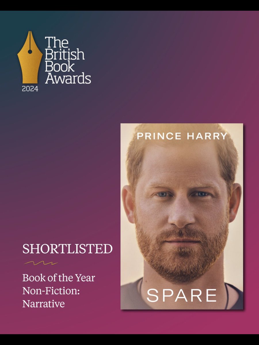 #PrinceHarry #Spare the fastest selling hardback non fiction book 
Is shortlisted for the British Book Awards 2024

#SparebyPrinceHarry