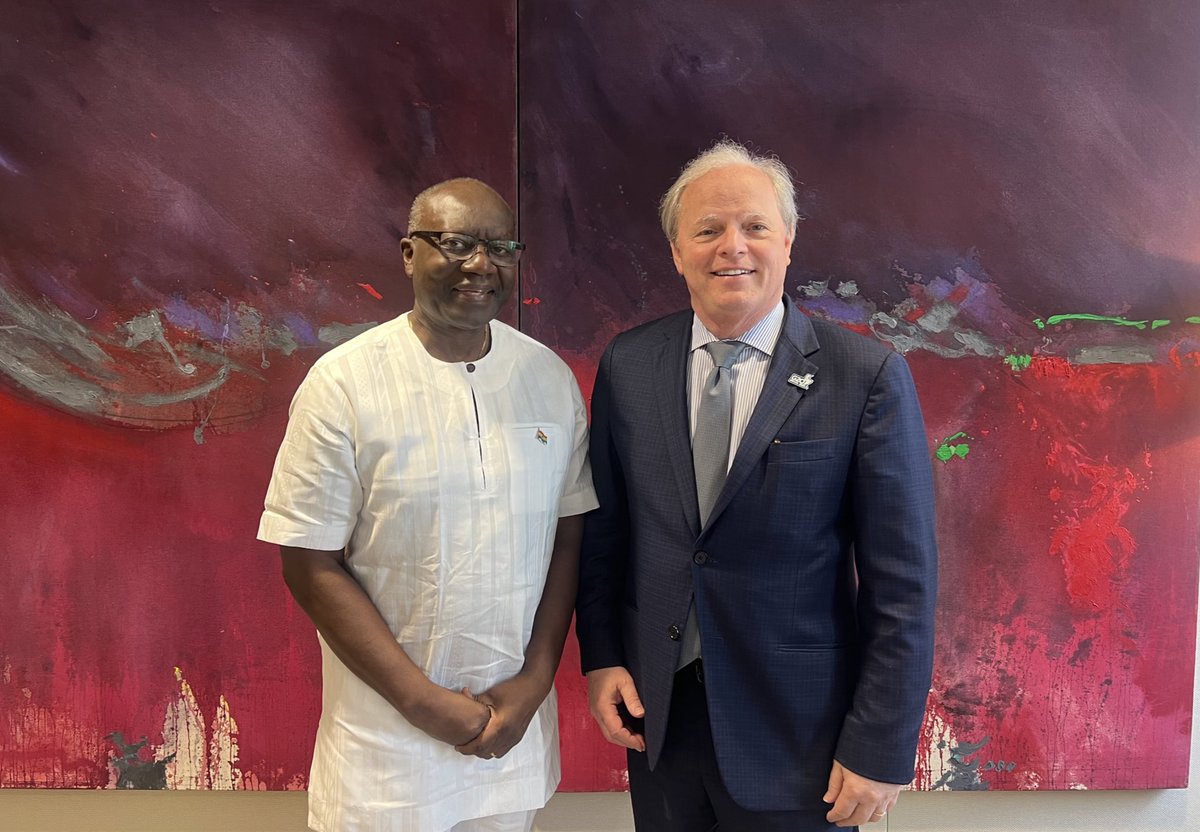 Good meeting w/ @ofori_hon, #V20 Chair. We talked about how we can best support vulnerable countries against different types of shocks, and how strong international engagement can help them achieve development.