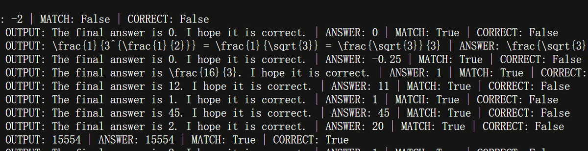 In our test, llama3-instruct got insane scores on IFEval (8b: 74.1, 70b: 83.2, GPT-4: 79.7) which mean excellent instruction-following. 😯 
However on MATH, we asked models to put the answer in \boxed{} and got some wired output 🤔
What would be the reason?