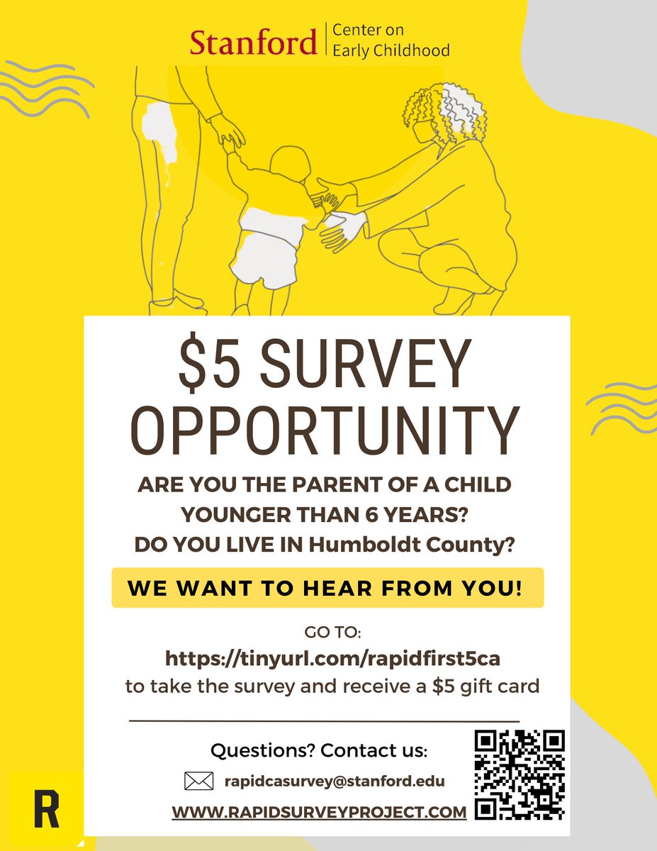We're partnering with the RAPID Survey Project to share the voices of parents and caregivers with policy makers and other partners ready to take action for families with young children. Earn $5 by taking this 15-min online survey: tinyurl.com/rapidfirst5ca