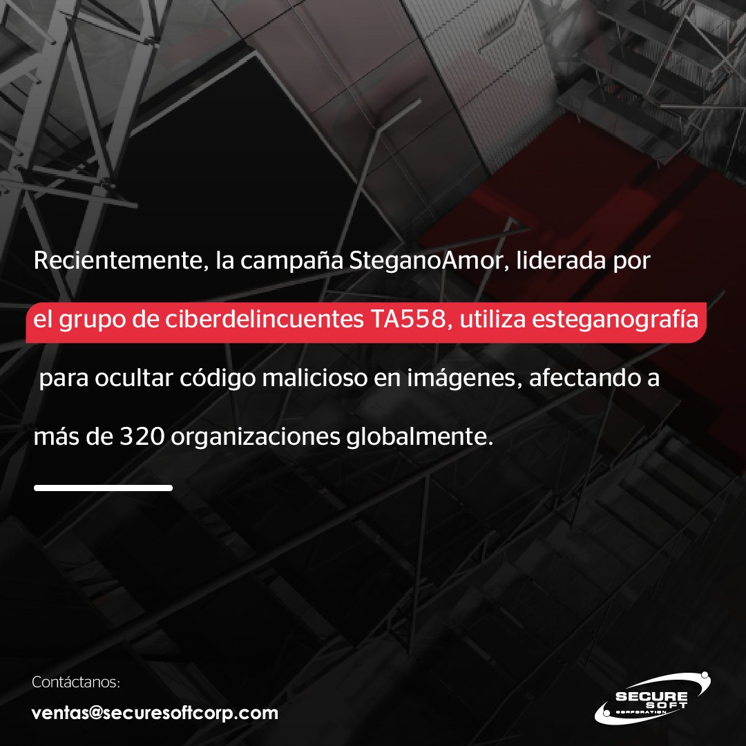 ⚠️ [ BOLETÍN ] TA558 UTILIZA ESTEGANOGRAFÍA EN NUEVA CAMPAÑA STEGANOAMOR
👉🏼 ¡Nuevo boletín! Ingresa aquí: zurl.co/1nCr
Síguenos, para más información.
🌐 zurl.co/oWdJ
✉️ ventas@securesoftcorp.com

#SecureSoft, especialistas en #ciberseguridad