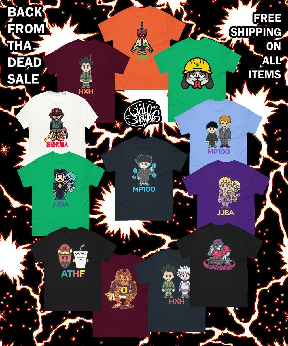 BlakeOhBeKay's tweet photo. Brought some designs back from the dead in my shop! Some of my fav anime shirts are back too! FREE SHIPPING ON ALL ITEMS! 
🕺🏿🦇🕺🏿🦇🕺🏿🕺🏿🦇🕺🏿🙌🏾
https://t.co/b5xIfHB75u https://t.co/BpXv6Oe7Wo
