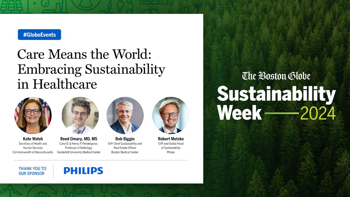 Exciting news! I'll be a speaker at @bostonglobe’s Sustainability Week, where we'll discuss 'Care Means the World: Embracing Sustainability in Healthcare' . It's a virtual event on April 23 at 12PM ET. Register for free at: globe.com/sustainability… #GlobeEvents