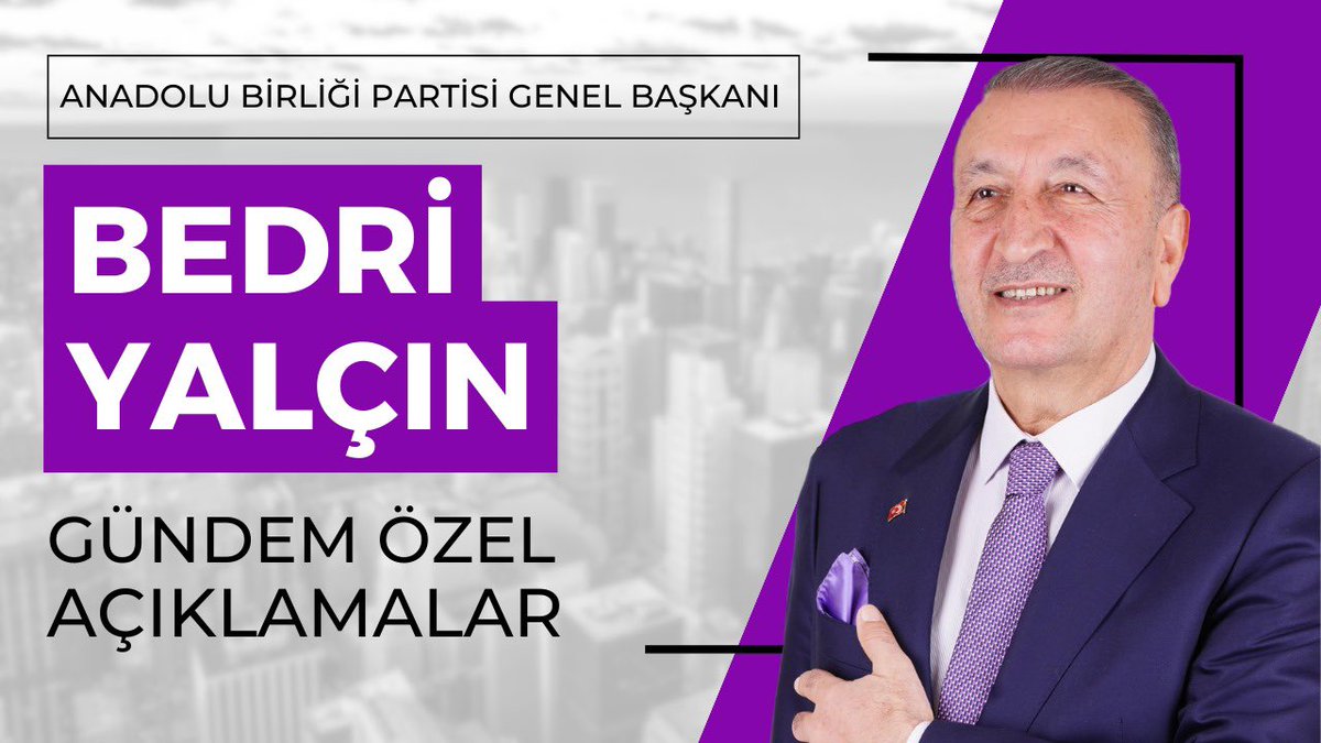 Anadolu Birliği Partisi (ABP) Genel Başkanı Bedri Yalçın’dan Önemli Açıklamalar.! youtube.com/live/CjRbtSbGL… #anadolubirligipartisi @BedriYa09635068