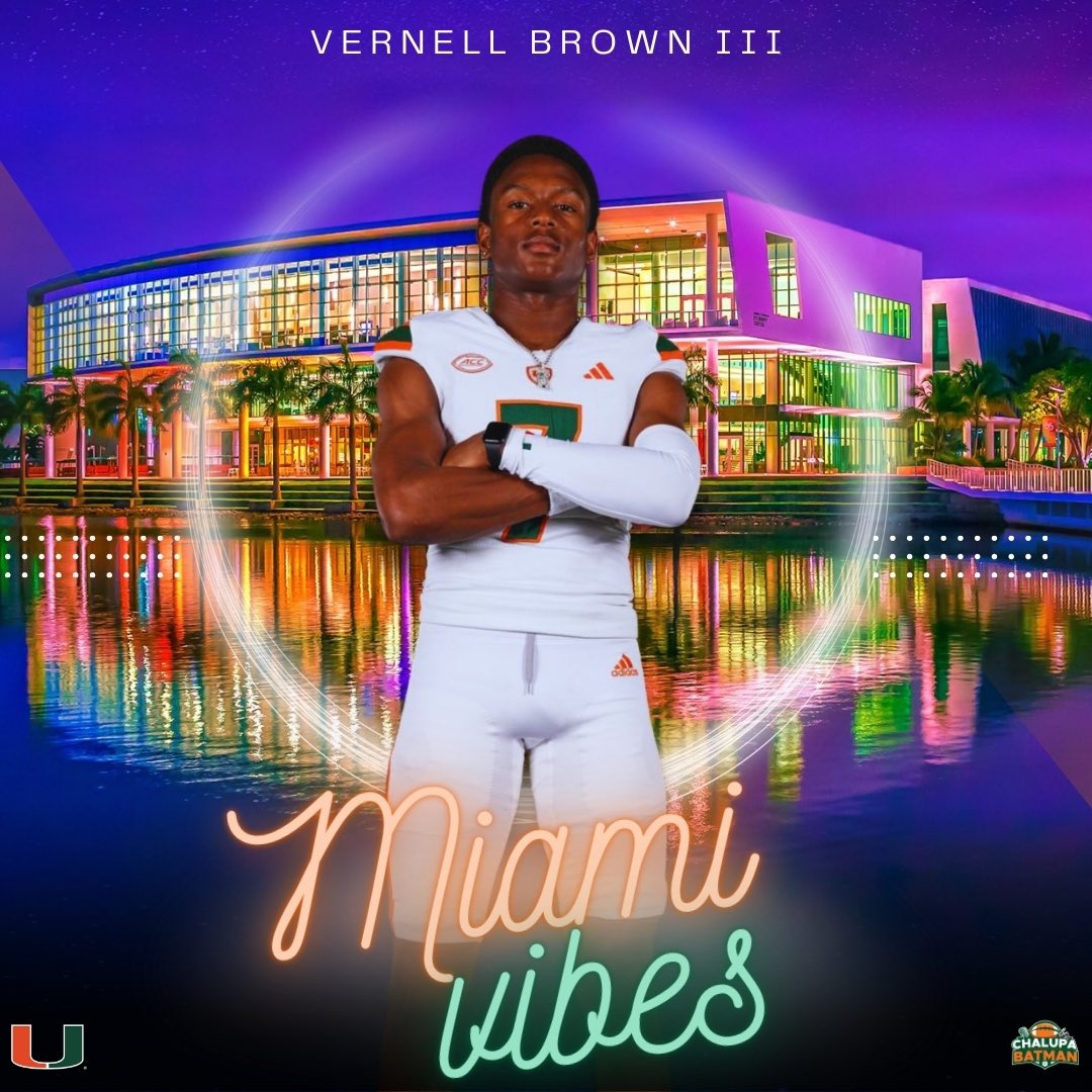 ChalupaBatmaan's tweet photo. 4⭐️WR Vernell Brown III #Watch25 #GoCanes #TheU 🙌🟩🟧 https://t.co/F5CU2Jqh0u